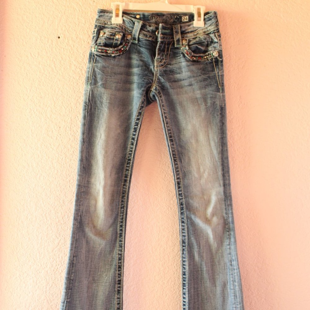 Miss Me Bling Faded Bootcut Jeans